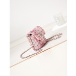 CHANEL 23C Beaded Pink Small Body Bag Sequin Bag Model AS3966